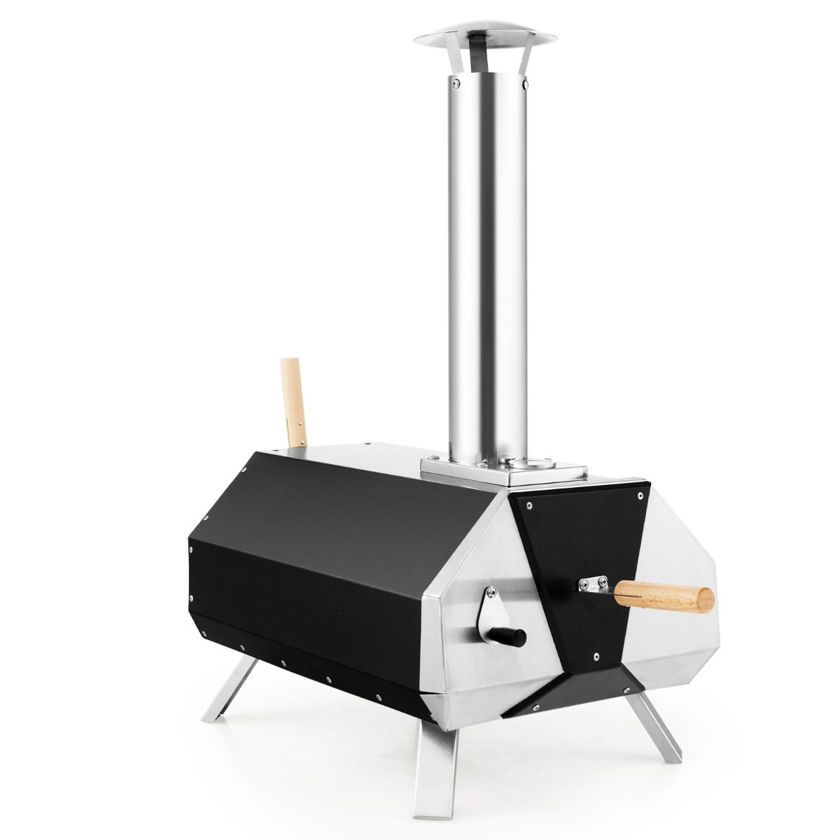 Four  Pizza Extrieur en Acier Inoxydable avec Pierre  Pizza de 30,5cm Four  Bois pour Pizza avec Pelle Pare-feu Pieds Pliables -
