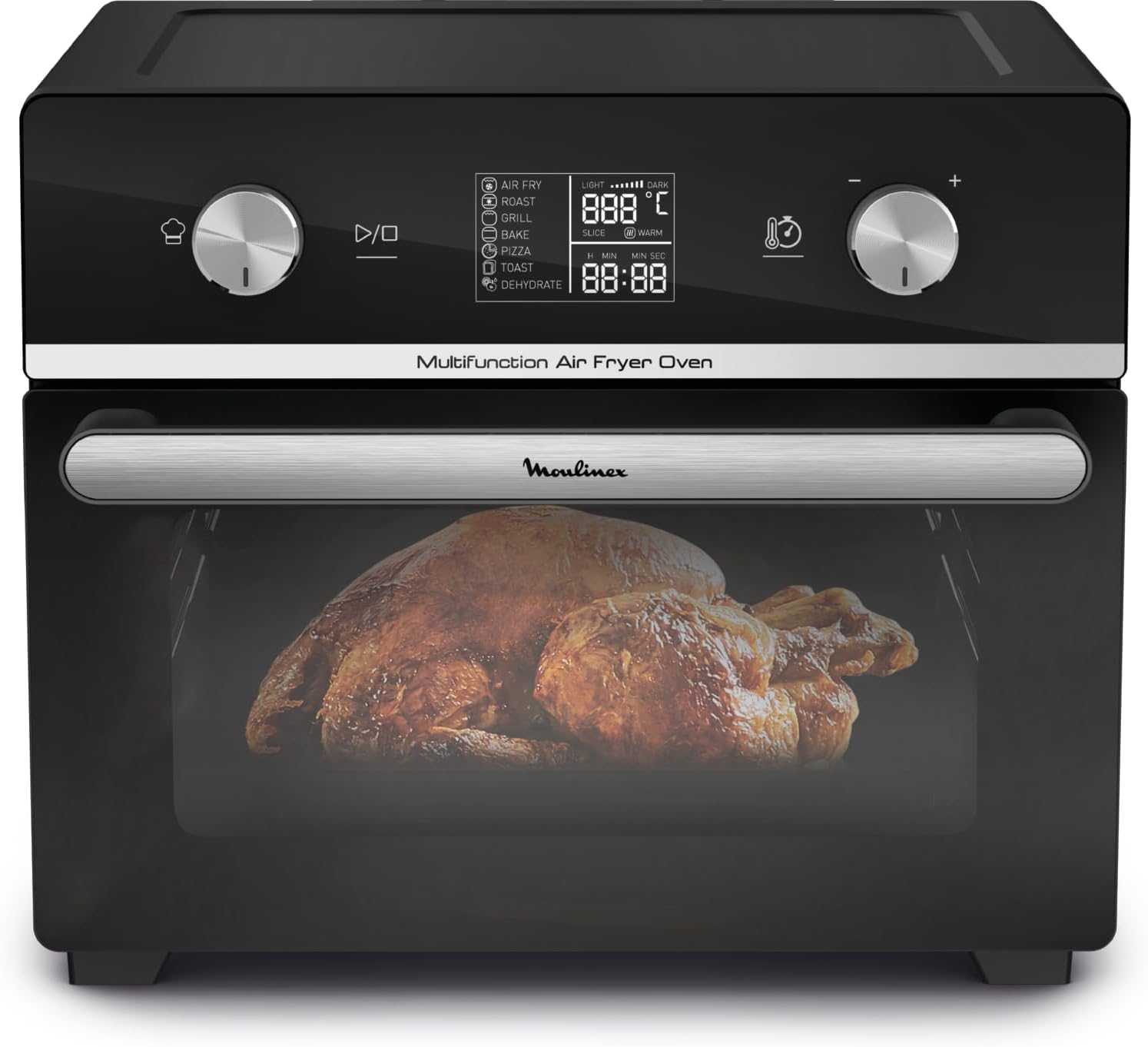 Moulinex Four électrique 39 L, 7 modes de cuisson, Chaleur tournante, Thermostat réglable jusqu’à 240° C, Tournebroche, Minuteur 120 min, Grille réversible, Optimo noir OX485810