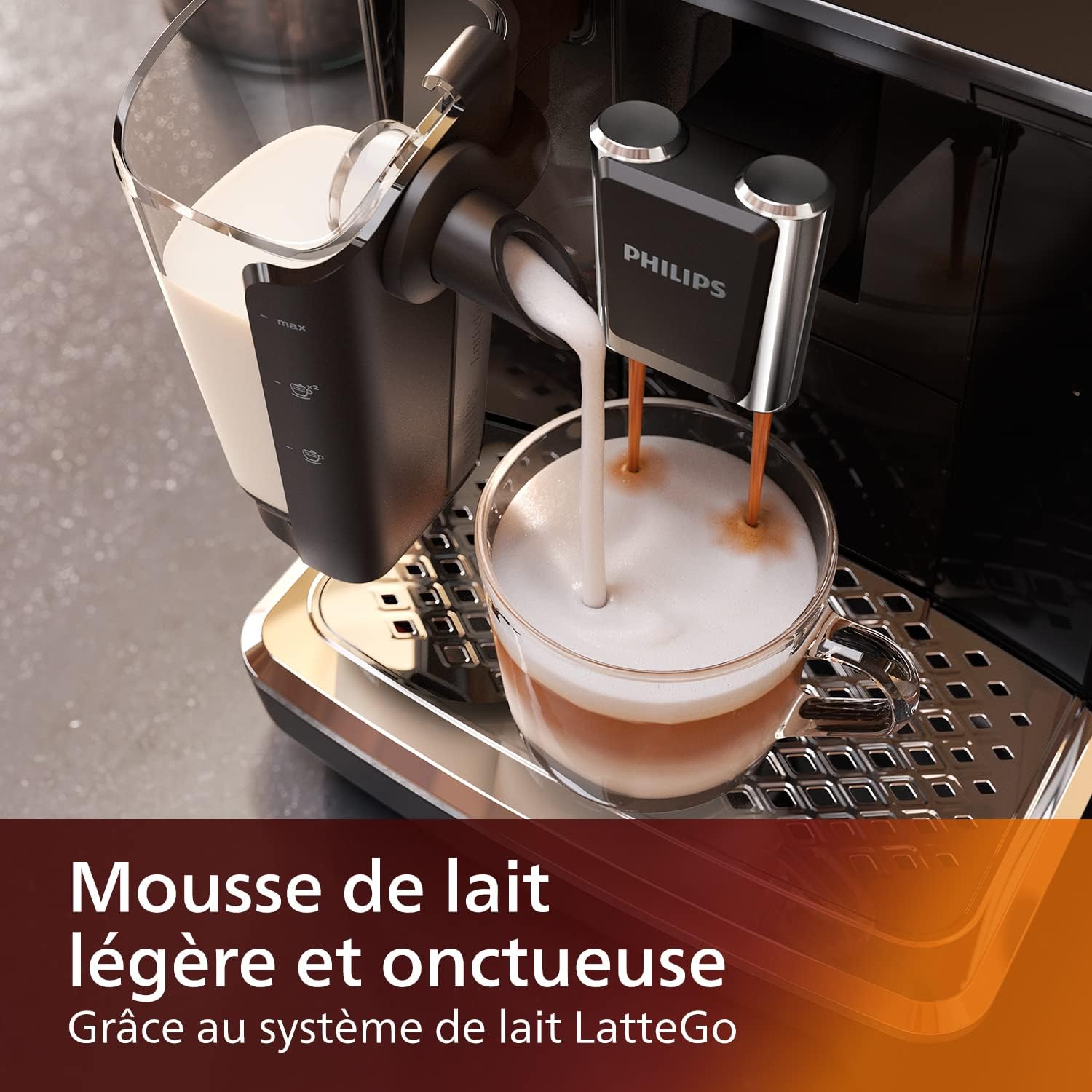 Philips Series 2200 Espresso Machine - Coffee Bean - LatteGo Milk Frother, 3 Coffee Specialties, Intuitive Touch Screen, Glossy Black (EP2231/40)
