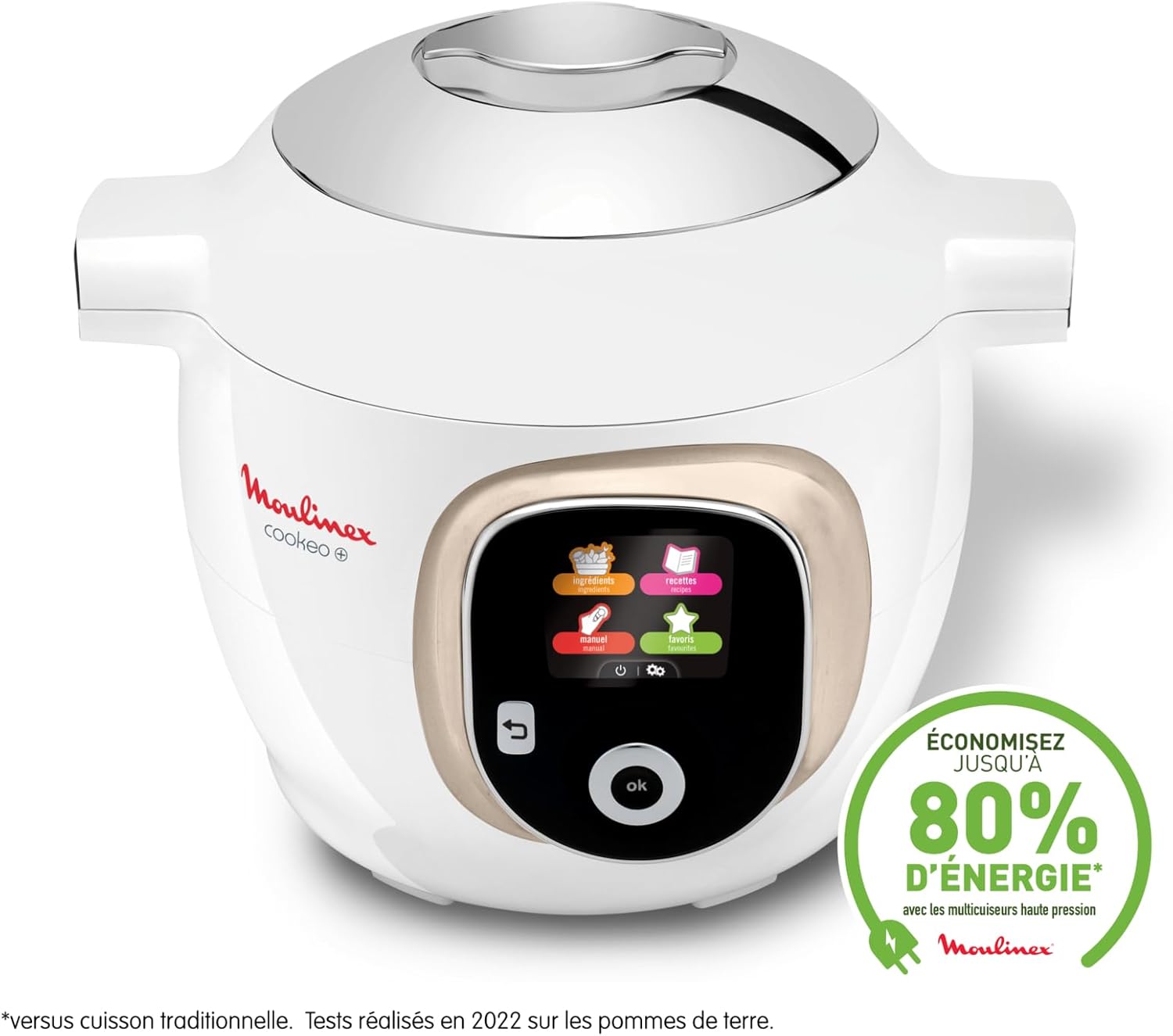 Moulinex Cookeo Mini Smart High Pressure Multicooker, 3L, 2 People, 150 Built-in Recipes, Unattended Cooking, Step-by-Step Guide, Compact, Moulinex App CE880410