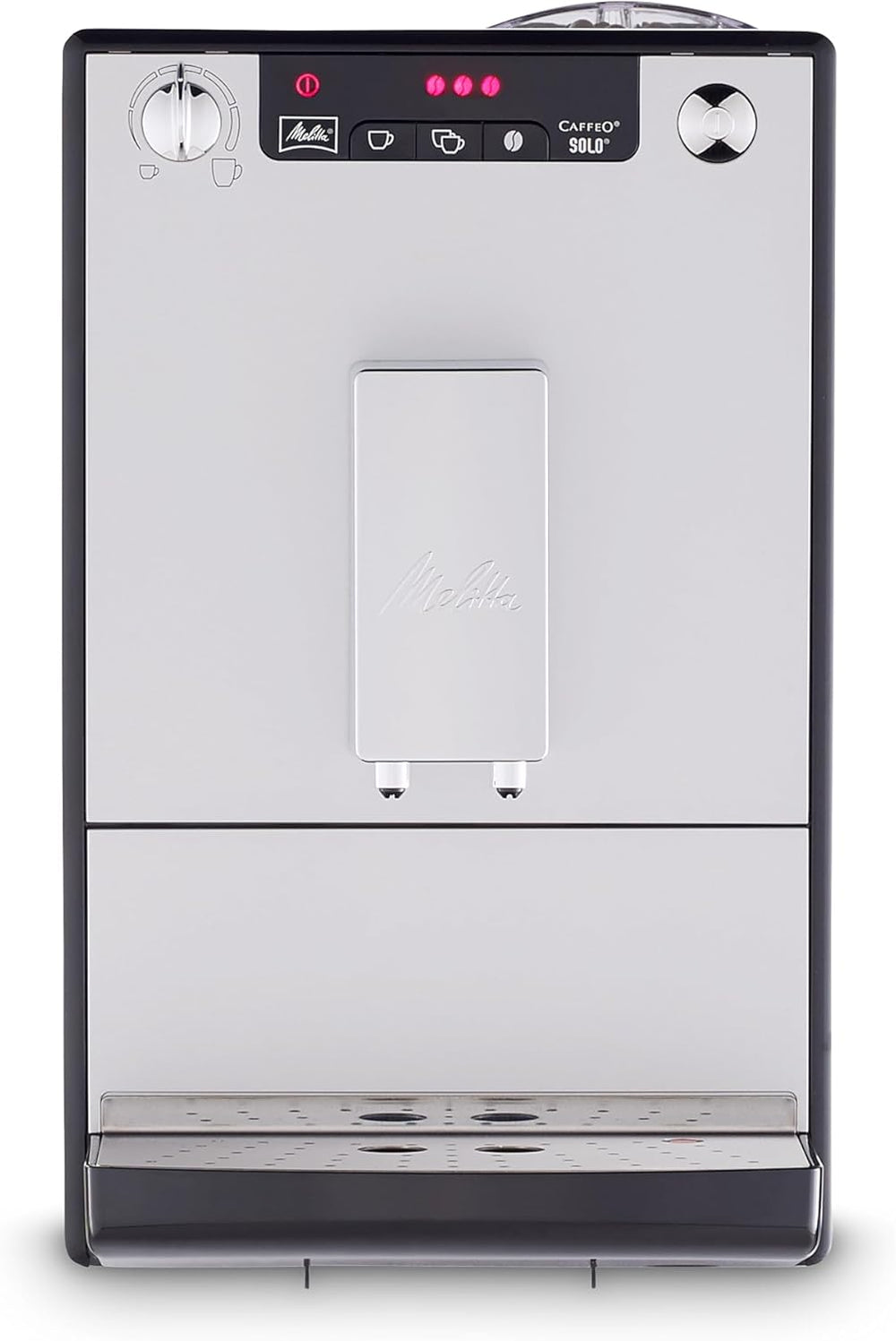 Melitta Caffeo Solo Noir Pure Black, Machine à Café à Grains avec Broyeur et Système d'Extraction des Arômes, Affichage LED, Mode 1 à 2 Tasses, Cafetière Expresso, Automatique, E950-222, 1400W