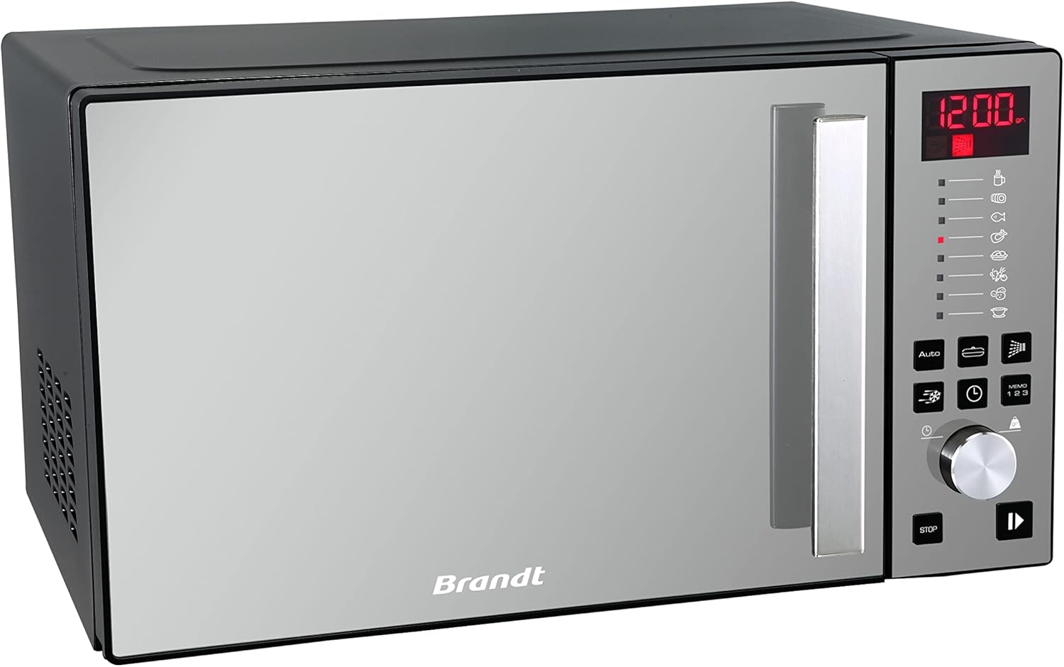 BRANDT - SE2616W - Micro-ondes Solo Electronique 26L – 900W – Autoprogramme 8 positions – 3 mémoires – Programme Speed Defrost – Façade miroir – Cavité énamelite – Blanc