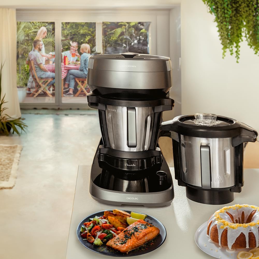 Cecotec Robot de Cuisine Mambo Black. 23 Fonctions, 10 Niveaux de Température, 1700W, 2,5 kg de Pâte, Cruche de 3,3L, 10 Vitesses, Minuterie, Température Réglable de 37 °C à 120 °C