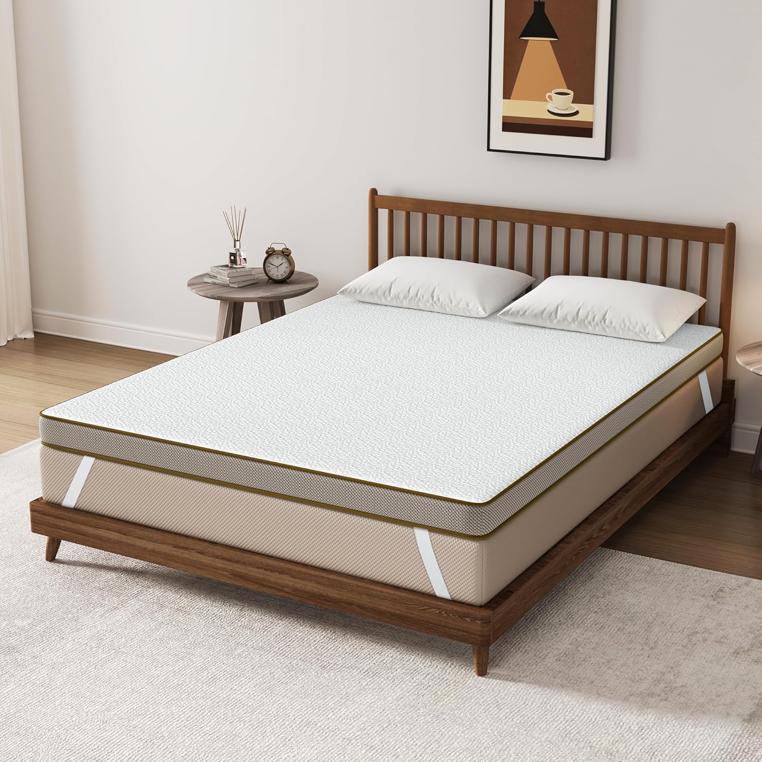 BedStory [Nouvelle Technologie] Surmatelas 160 x 200 à Mémoire de Forme de 7.5CM, Surmatelas de Haute Densité avec Gel Plus Respirant, Housse Amoivible et Lavable