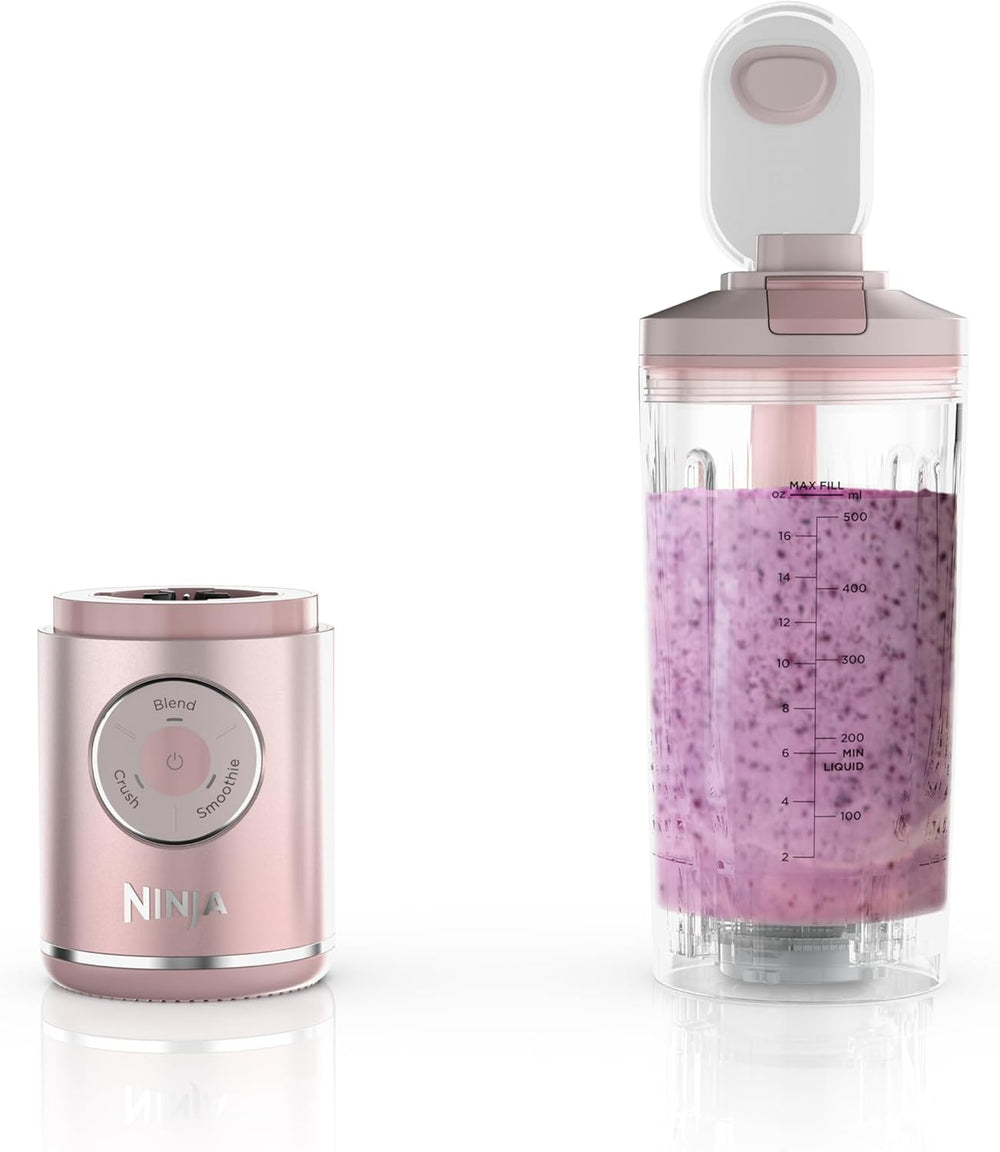 Ninja Blast Max, Portable Blender + Twist & Go, Personal Smoothie, Blend, Ice Crush, 3 Programs, Cordless, 22 oz removable Vessel, Dishwasher Safe, Leakproof, Pink, BC251PK