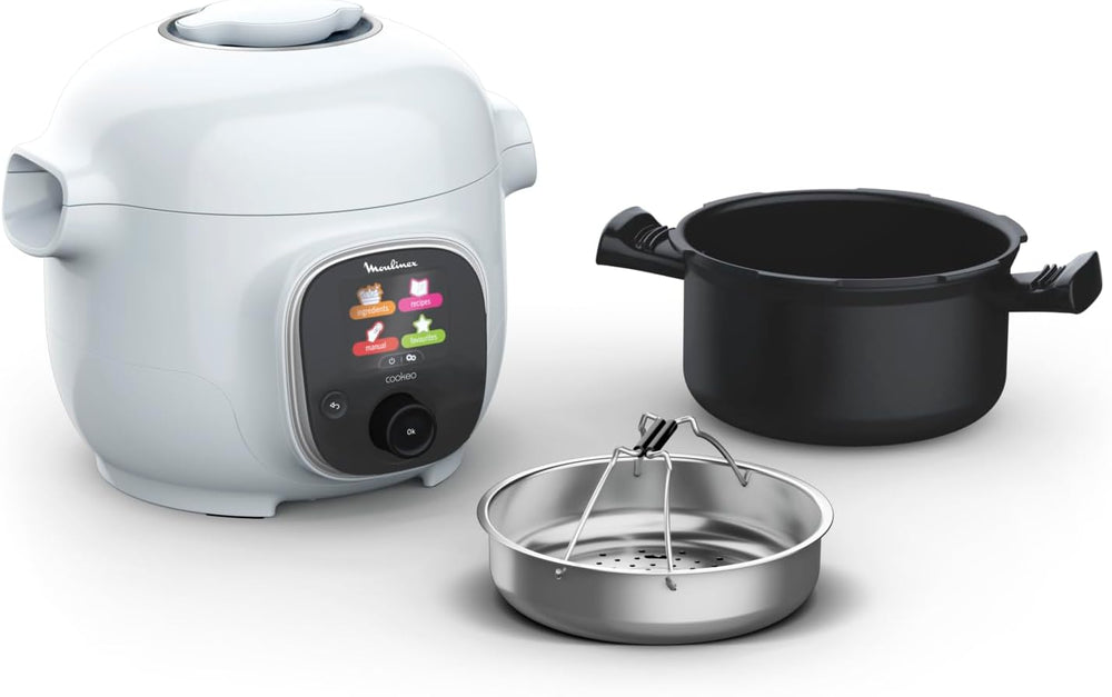 Moulinex Cookeo Mini Smart High Pressure Multicooker, 3L, 2 People, 150 Built-in Recipes, Unattended Cooking, Step-by-Step Guide, Compact, Moulinex App CE880410