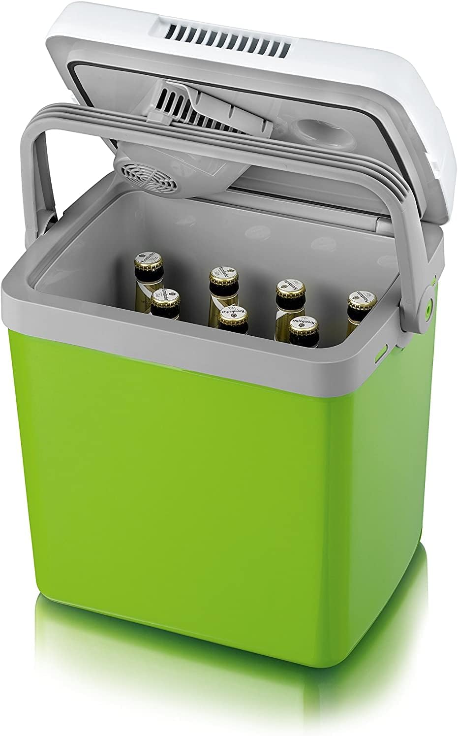 SEVERIN KB 2922 Electric Cooler (19 L) with Cooling and Keep Warm Function, Car Cooler with 2 Connections (Power Supply and Cigarette Lighter), Cool Box Green/Grey