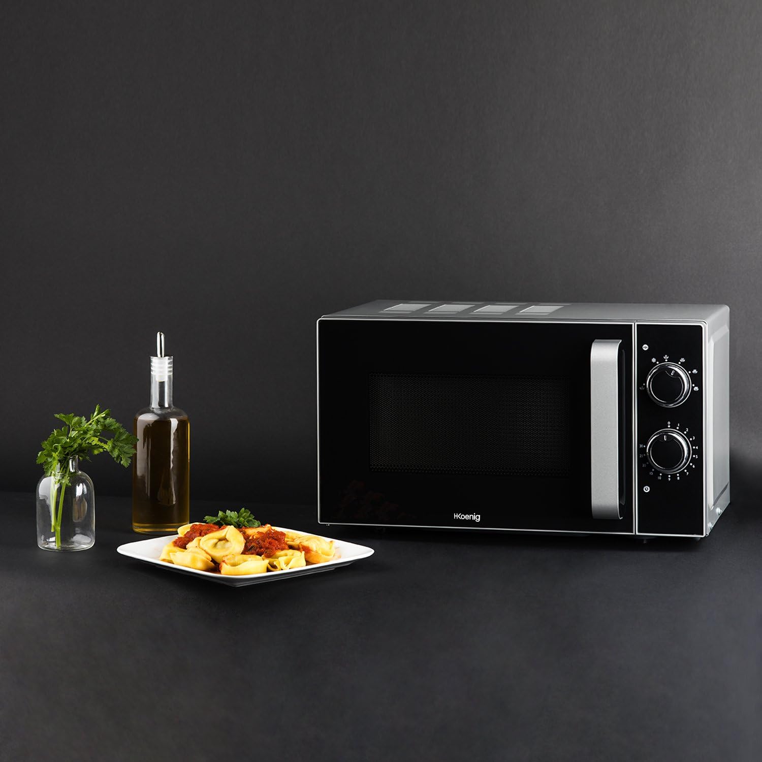 H.Koenig Compact Design Microwave 20L VIO4, Powerful 700W, Turntable 24.5 cm, Multifunction 5 Heating Levels and Defrost Function, Timer up to 30 min, Fast, Worktop