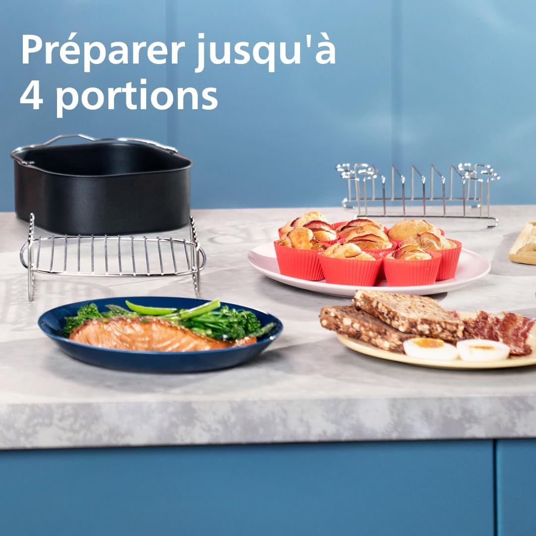 Philips Air Fryer 3000 Series Double Basket - Healthy, Fast and Versatile Cooking, 9 Litre Capacity, Touch Screen, Two Drawer Design (NA350/00)