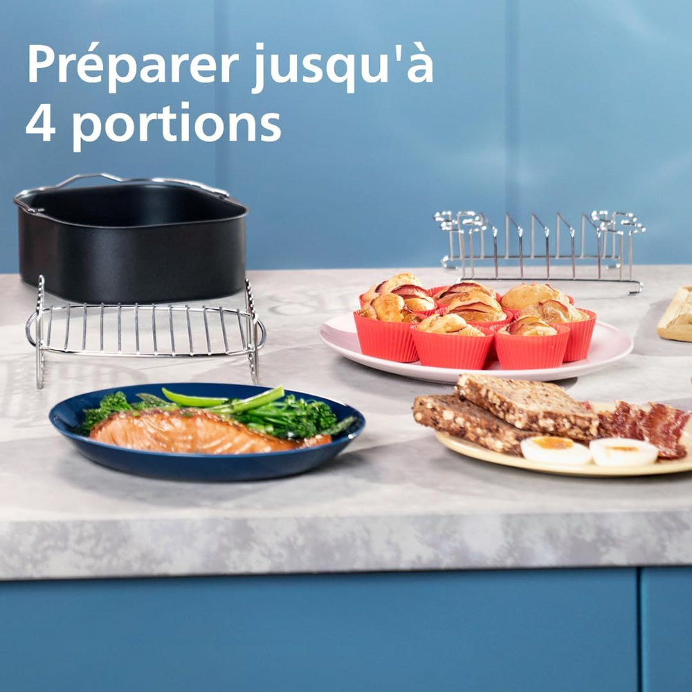 Philips Air Fryer 3000 Series Double Basket - Healthy, Fast and Versatile Cooking, 9 Litre Capacity, Touch Screen, Two Drawer Design (NA350/00)
