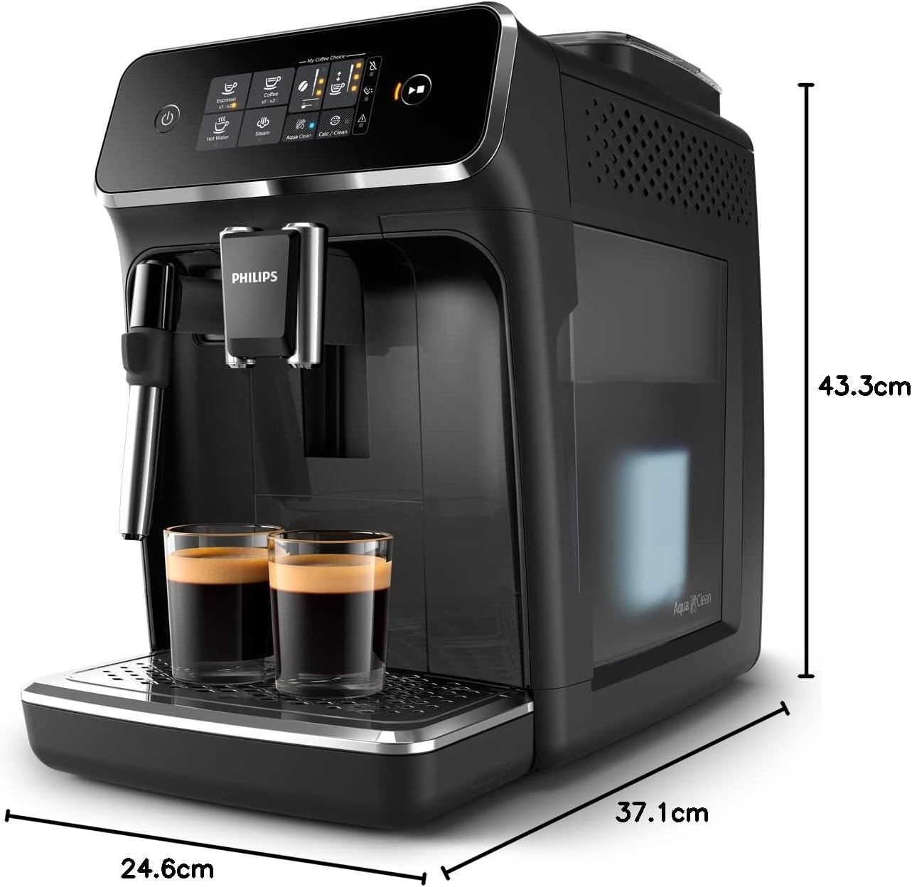 Philips Series 2200 Espresso Machine - Coffee Bean - LatteGo Milk Frother, 3 Coffee Specialties, Intuitive Touch Screen, Glossy Black (EP2231/40)