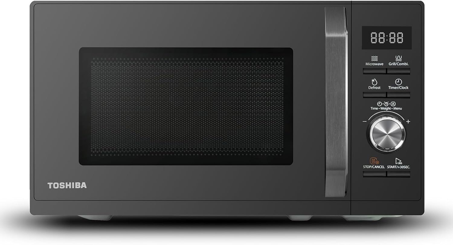 Toshiba Micro-ondes 20L MW2-MM20P(BK), Micro-ondes sur Pied, 800W, 5 Niveaux de Puissance, avec Décongélation Facile, éclairage LED à l'intérieur, Noir