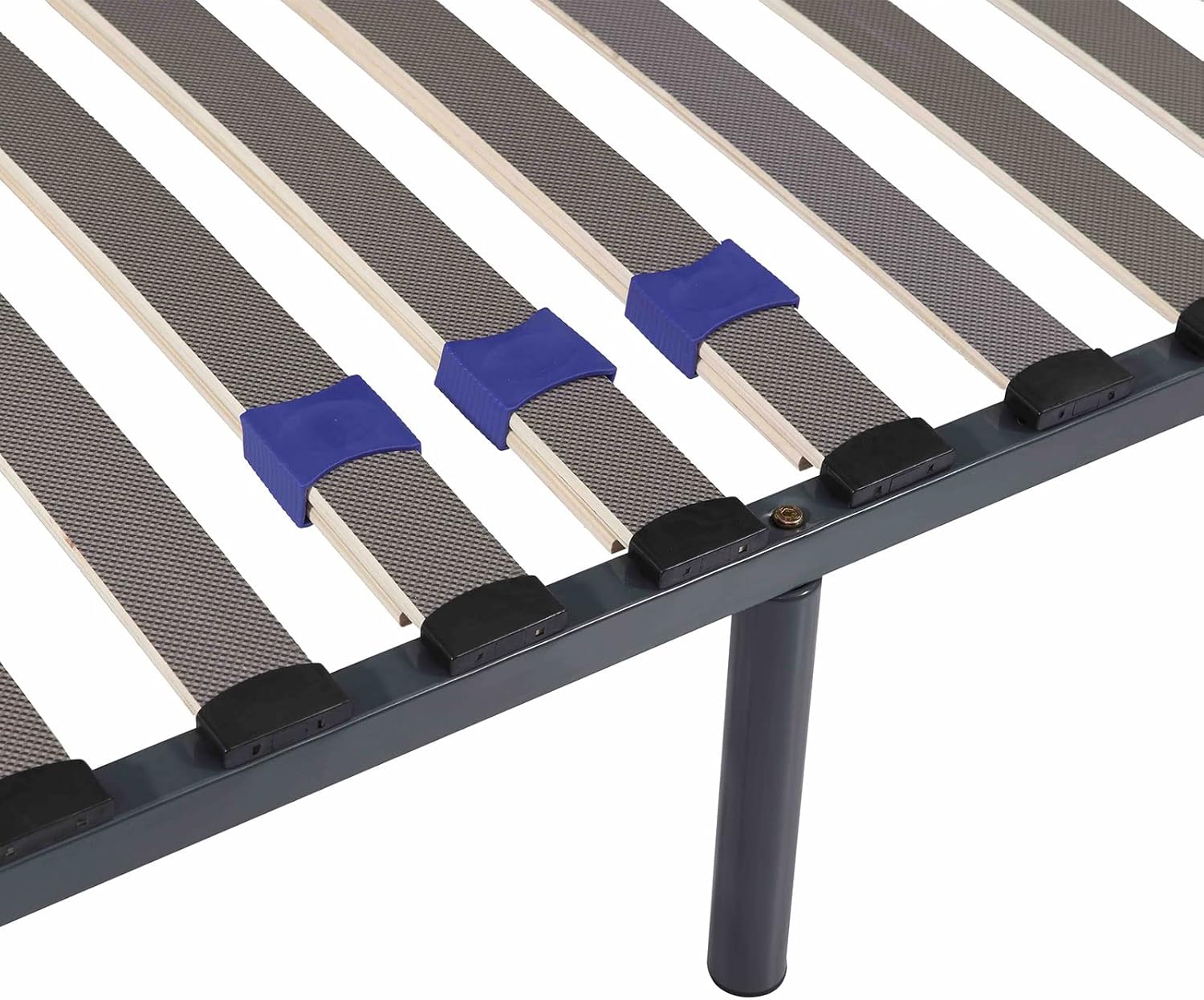 SAMPUR - Essential bed base 140 x 200 cm | Durable and comfortable | Feet included | Adjustable slats | Epoxy lacquered metal frame | Quick and easy assembly