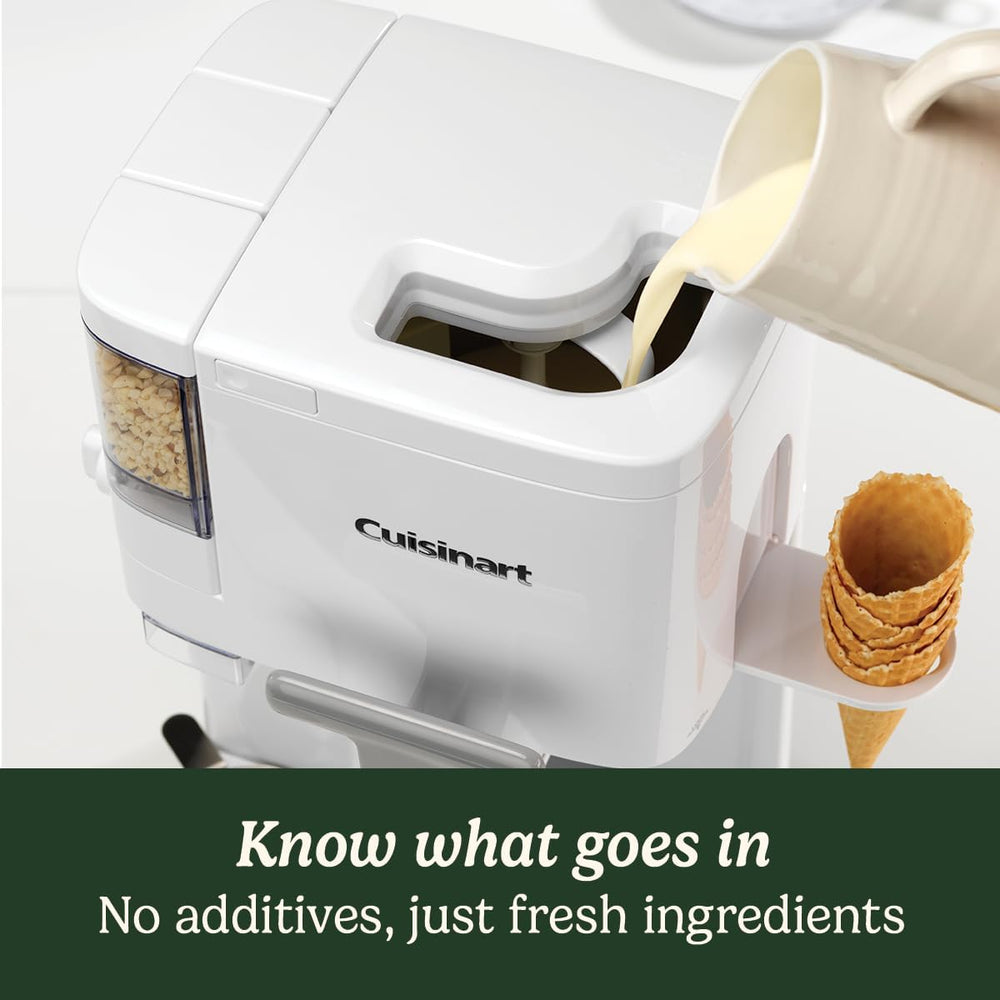 Cuisinart Sorbetière | machine à crème glacée, yaourt glacé, gelato, sorbet, sans produits laitiers | Distributeur de garniture | facile à utiliser | 1.42L fait 6 portions | Prêt en 20mins | ICE48U