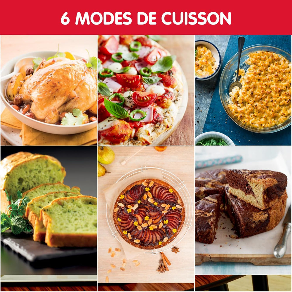 Moulinex Four électrique 39 L, 7 modes de cuisson, Chaleur tournante, Thermostat réglable jusqu’à 240° C, Tournebroche, Minuteur 120 min, Grille réversible, Optimo noir OX485810