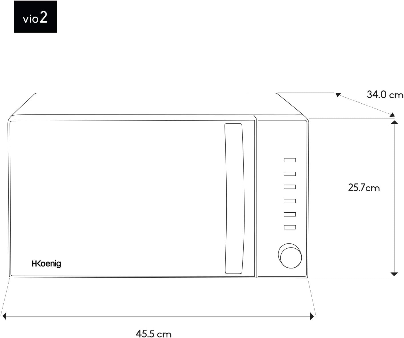 H.Koenig Compact Design Microwave 20L VIO4, Powerful 700W, Turntable 24.5 cm, Multifunction 5 Heating Levels and Defrost Function, Timer up to 30 min, Fast, Worktop