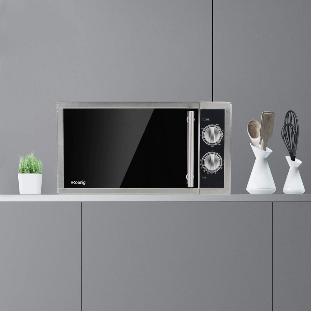 H.Koenig Microwave Oven Grill 2 in 1 VIO9, 25L, 27cm Turntable, 10 Cooking Modes up to 1000W, Defrosting, Combined Cooking, LCD Display [Energy Class A+]