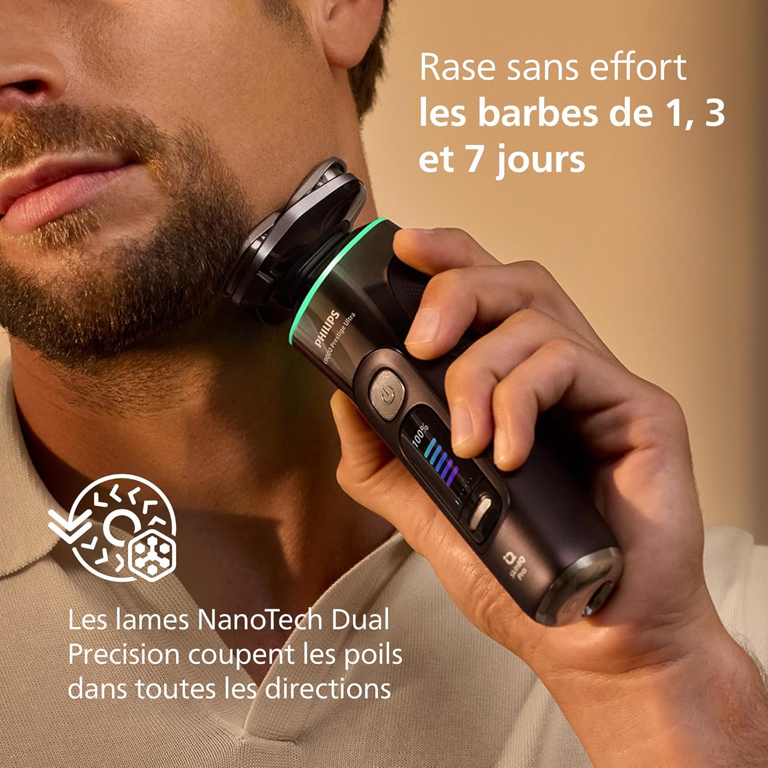 Philips Rasoir i9000 Prestige Ultra, Rasoir électrique 100% étanche, Technologie Skin IQ Pro, Système Triple Lift & Cut, Lames de précision NanoTech rotatives 360°, 5 modes de rasage, XP9401/38