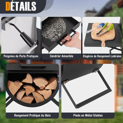 Four à Pizza au Feu de Bois d'Extérieur Housse en Tissu Oxford Pierre à Pizza de 31 cm Pelle à Pizza Grille de Cuisson -