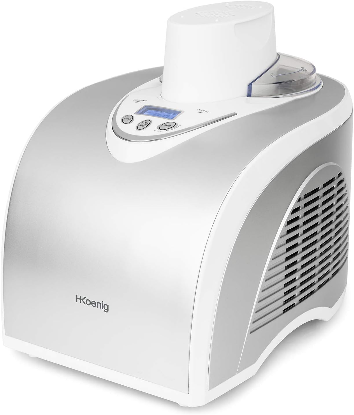 H.Koenig Professional Ice Cream Maker HF320, Electric Ice Maker 2L, 180 W, Refrigerant & Cold Maintenance - Sorbet and Ice Cream