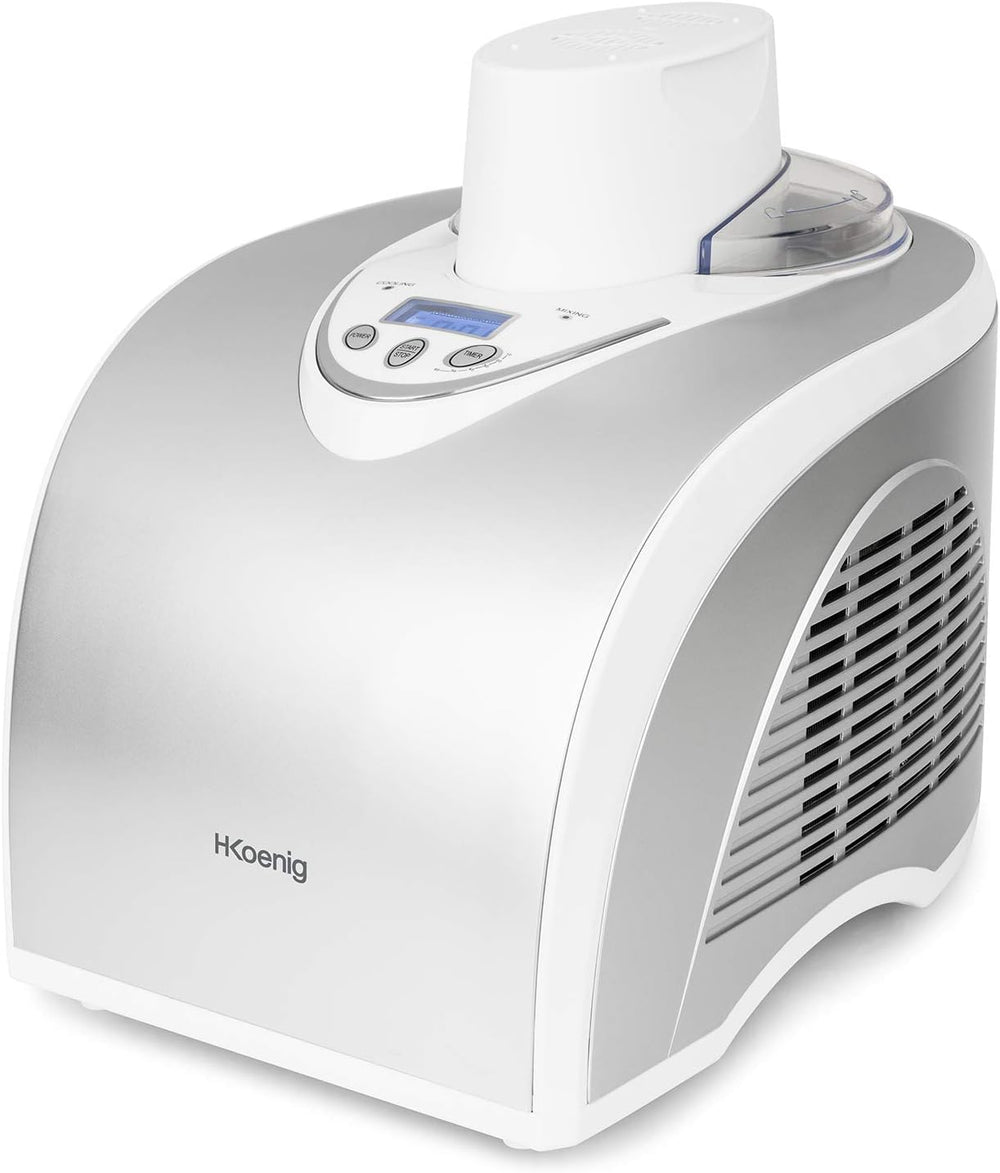H.Koenig Professional Ice Cream Maker HF320, Electric Ice Maker 2L, 180 W, Refrigerant & Cold Maintenance - Sorbet and Ice Cream