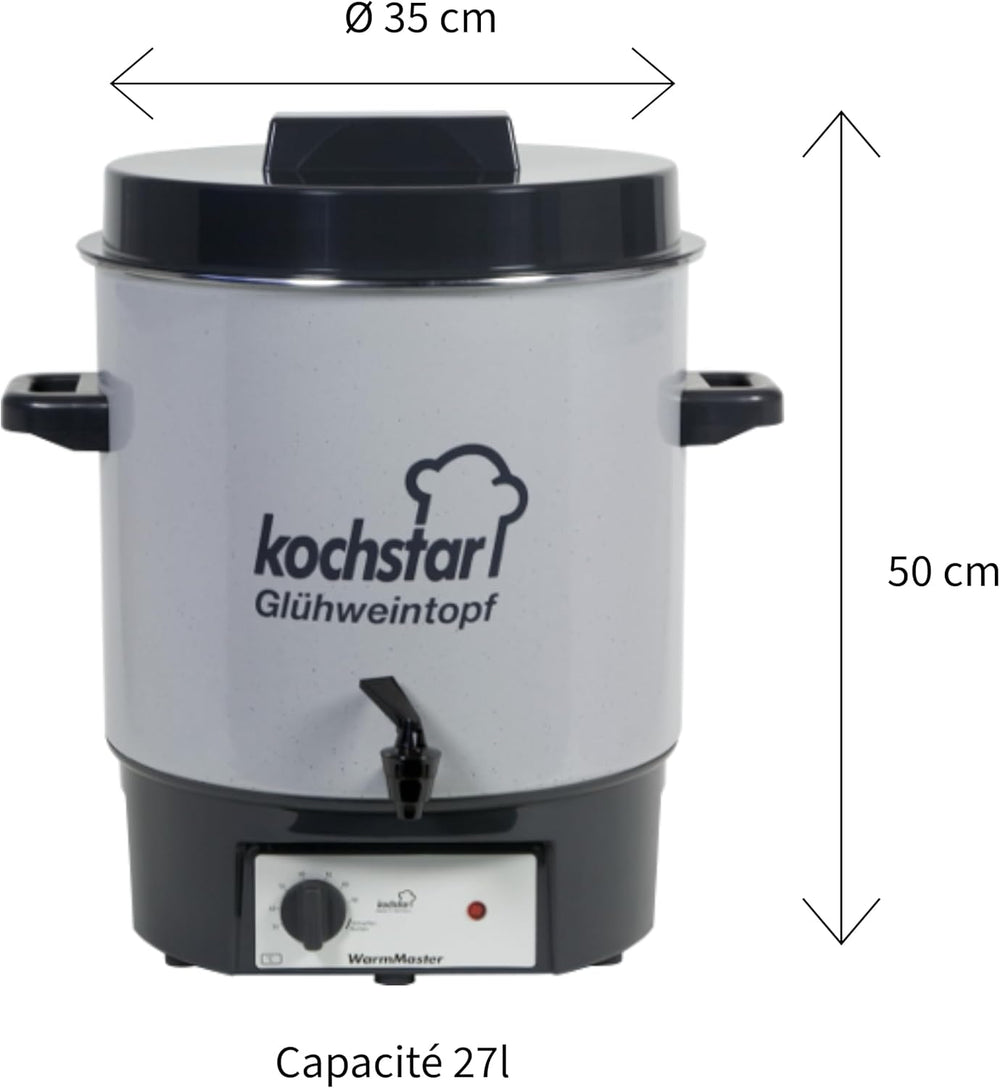 Kochstar K99104035 Electric Sterilizer with Thermostat and Tap 27 Litres 50 x 46.5 x 37 cm Grey