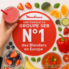 Moulinex Blender chauffant, Mixeur soupe, Puissance 1000 W, Capacité 1,2 L, 5 programmes automatiques, Double paroi, Maintien au chaud 40 min, Livret recettes, Easy Soup, Inox LM841B10