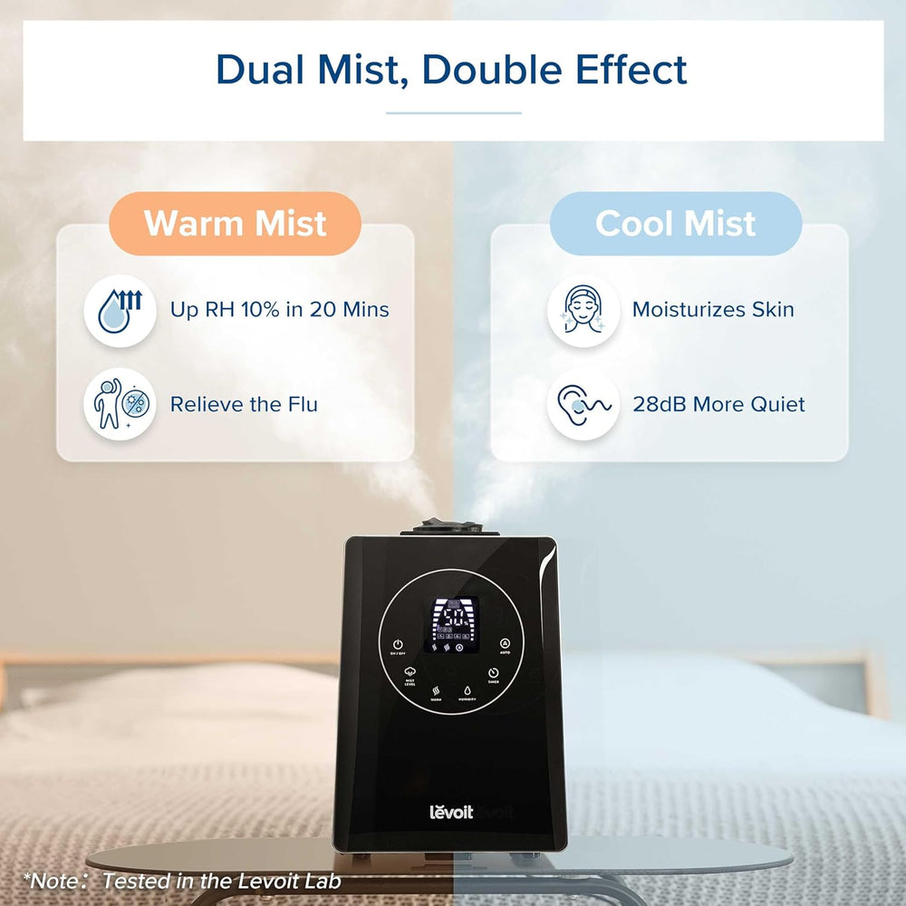 LEVOIT OasisMist 1000S (10L) Smart Humidifier for Home Large Room Bedroom, Last 100 Hours Suitable for Indoor Plant, Cover up to 600ft², Easy Top Fill, Remoter & Voice Control, Auto Mode, Quiet, White