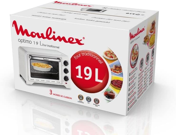 Moulinex Oven, 33 L, Rotating heat, Advanced convection, 6 cooking modes, Thermostat adjustable up to 240°C, Timer 120 min, Reversible grill, Silicone oven mitts, Optimo Black OX464811