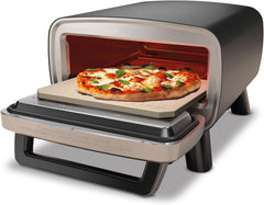 Ninja Woodfire Four à pizza extérieur électrique 8-en-1, rotissoire & fumoir barbecue avec grille, plaque pro-heat, pierre à pizza, granulés de bois et pelle, 6 réglages, orange foncé OO101EU