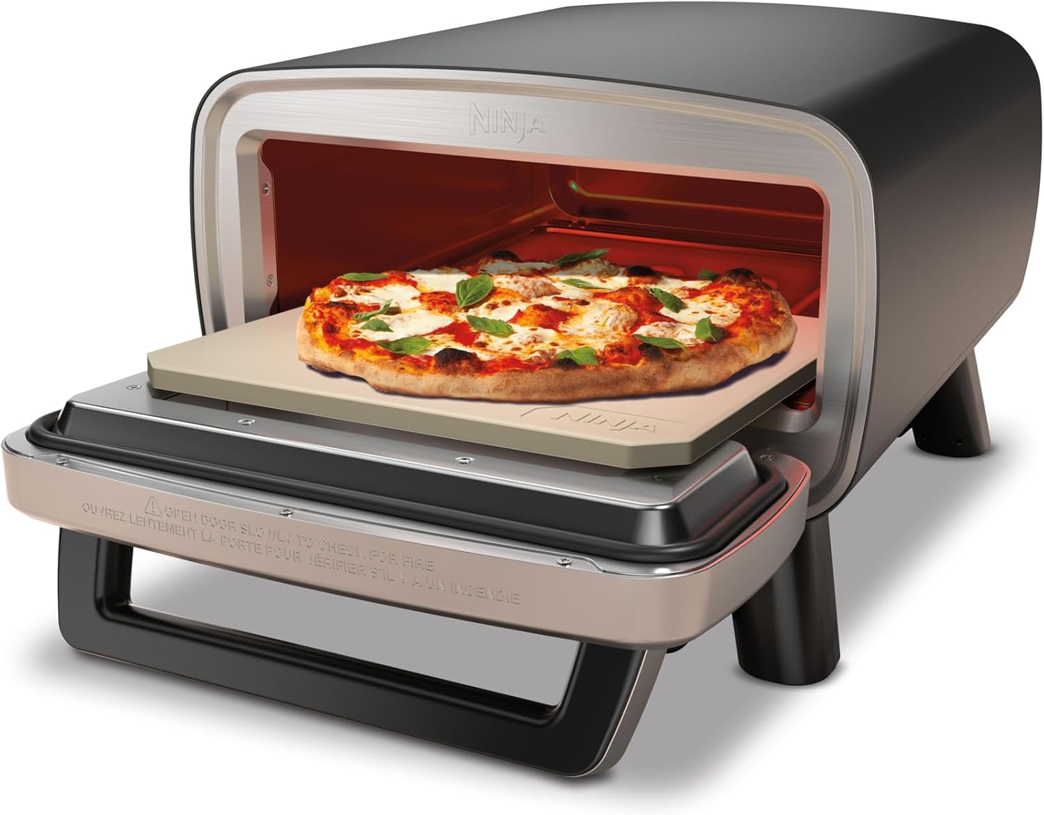 Ninja Woodfire 8-in-1 Electric Outdoor Pizza Oven, Rotisserie & Smoker BBQ with Grate, Pro-Heat Plate, Pizza Stone, Wood Pellets and Shovel, 6 Settings, Dark Orange OO101EU