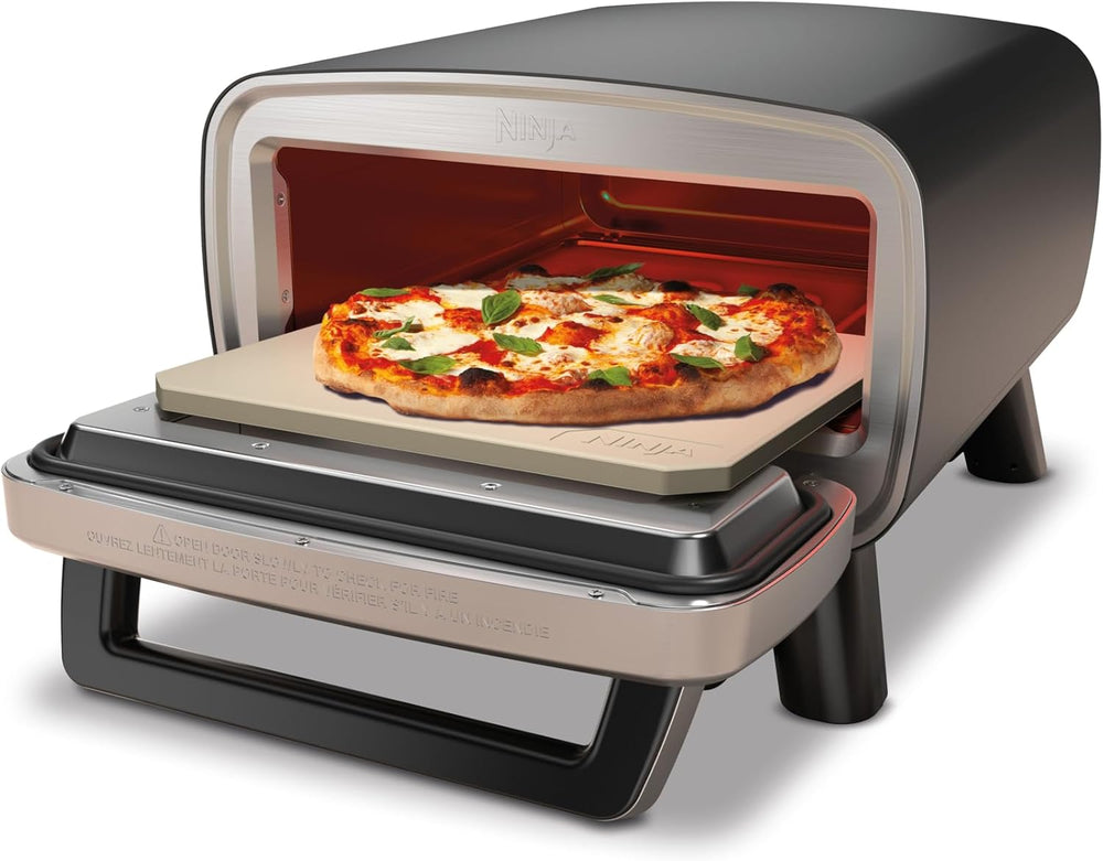 Ninja Woodfire 8-in-1 Electric Outdoor Pizza Oven, Rotisserie & Smoker BBQ with Grate, Pro-Heat Plate, Pizza Stone, Wood Pellets and Shovel, 6 Settings, Dark Orange OO101EU