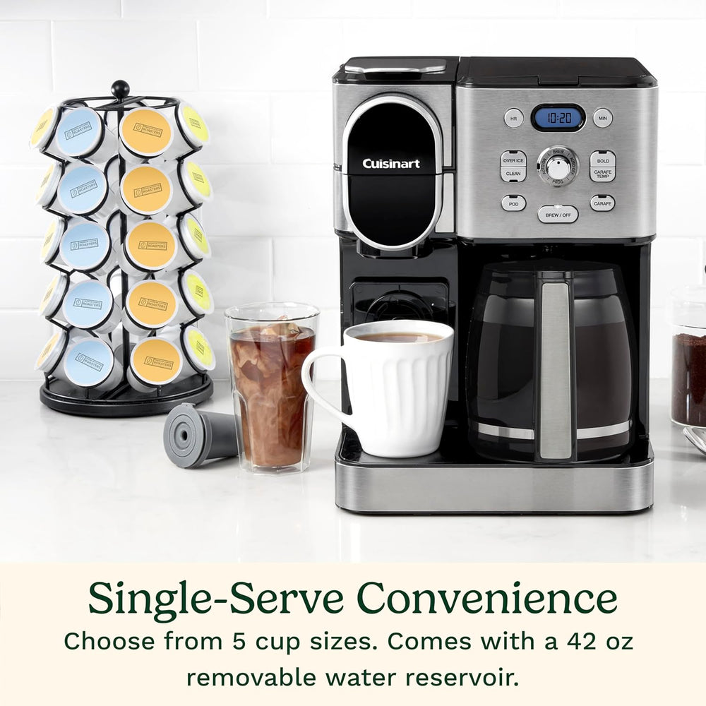 Cuisinart Cafetière, carafe en verre de 12 tasses, cafetière automatique chaude et glacée, machine à café à serveur unique, acier inoxydable noir, SS-16BKS