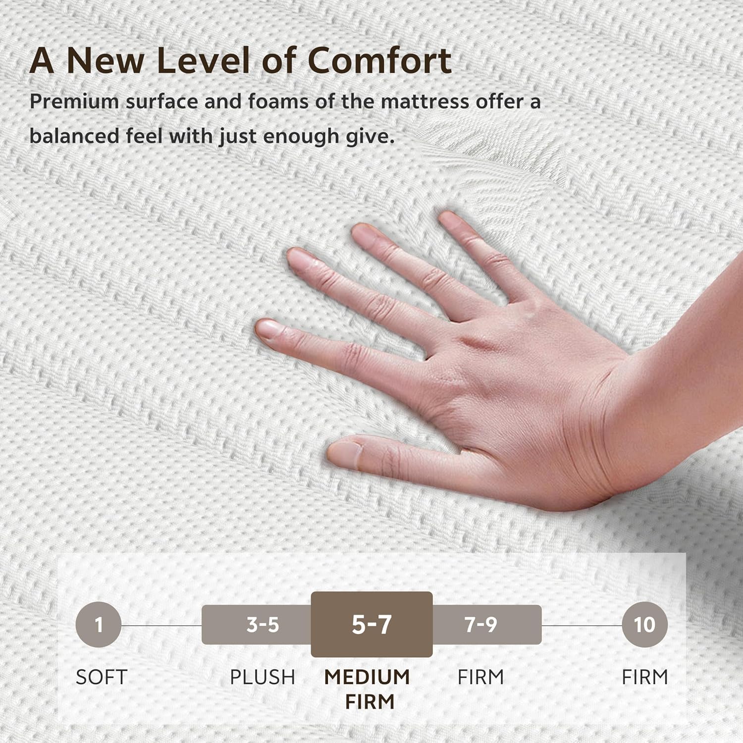 Matoresu Double Mattress 160 x 190 cm Memory Foam Height 25 cm Medium Rigid H3 Ergonomic 7 Zone Cold Foam Comfortable Breathable Fabric Cover