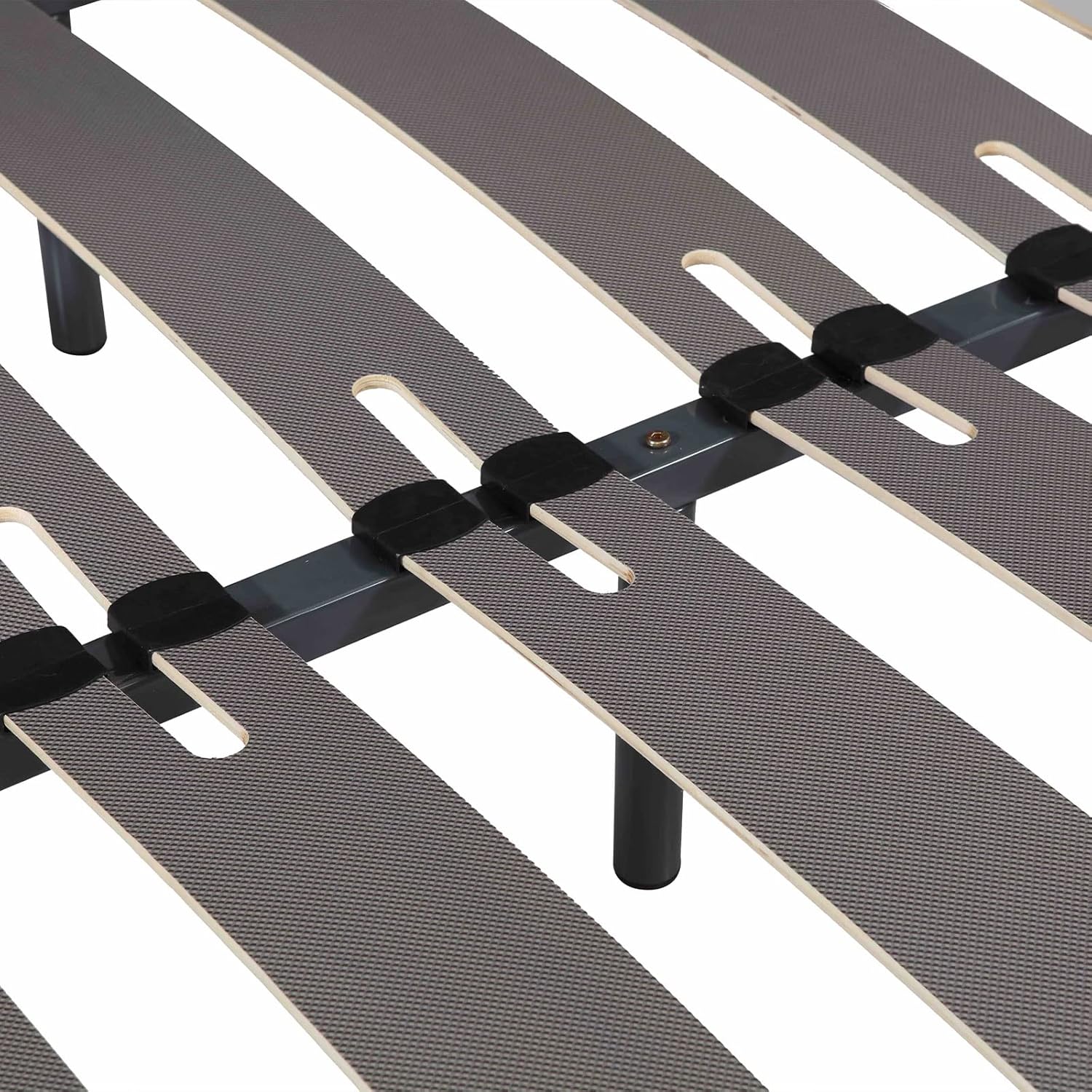SAMPUR - Morpholattes bed base | 90 x 190 cm | 7 legs included | Grey | 25 cm high | epoxy lacquered metal frame | Extra wide slats | 5 support zones