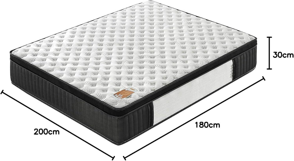 sensoreve November- Matelas Elekctra 140x190cm- Épaisseur 30cm- Hybride: Ressorts ensachés+Mousse Mémoire de Forme - Soutien Tonique & indépendance de Couchage-Label SANITIZED(Anti bactérien/acarien)