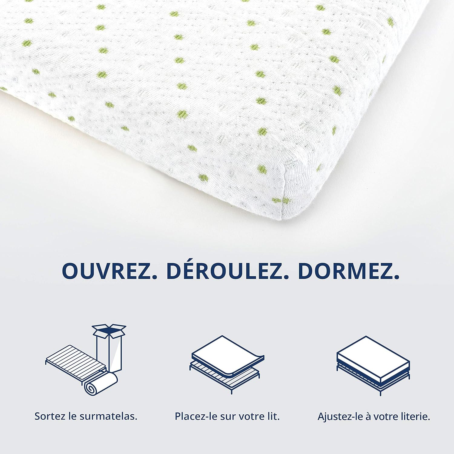 ViscoSoft - Surmatelas 160 x 200 Mémo, Surmatelas 160 x 200 memoire de Forme 5cm avec Aération Optimale et Mousse Haute Densité 50kg/m³, Housse Bambou Lavable, Surmatelas 160x200 Confort Moelleux