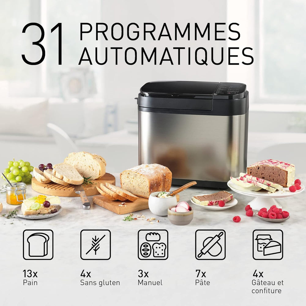 Panasonic SD-YR2550SXE Automatic Bread Maker, Raisin, Nut and Yeast Dispensers, 31 Auto Programs, Dual Temperature Sensor, 13 Hour Digital Timer, LCD Display, Silver