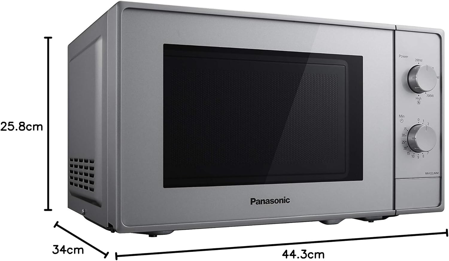 Panasonic NN-E20JWMEPG Microwave Oven with Glass Turntable, 20L, 800W, Defrost, 5 Power Levels, Timer, White