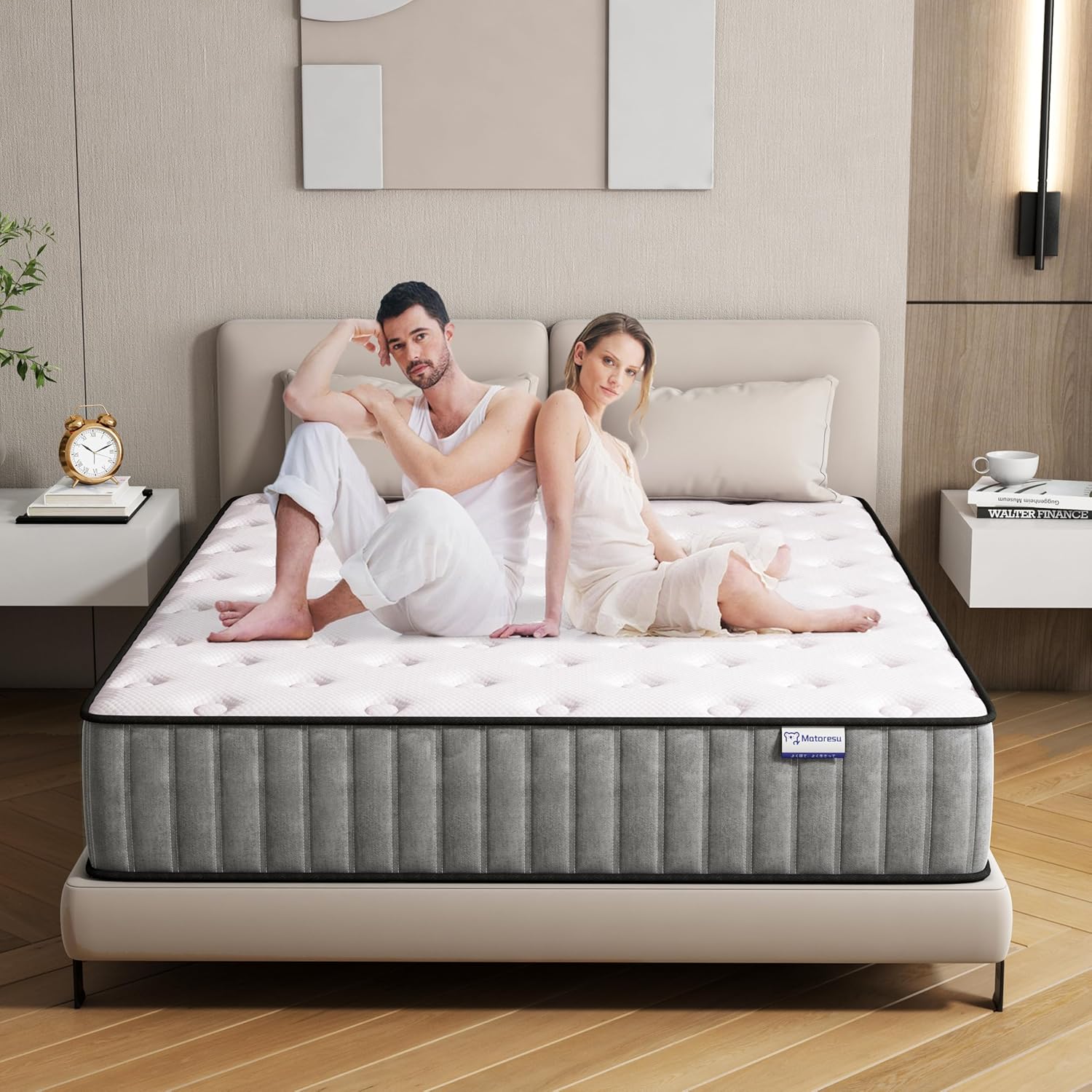 Matoresu Matelas 140x200 Hauteur 25cm, Matelas Hybride à Ressorts Ensachés Indépendant en Mousse à Mémoire de Forme, Tissu Doux pour La Peau&Soutien Confortable, Matelas 2 Personnes Moyenne Ferme