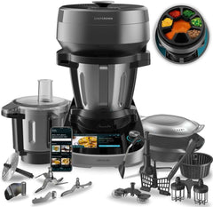 Cecotec Robot de Cuisine Mambo Black. 23 Fonctions, 10 Niveaux de Température, 1700W, 2,5 kg de Pâte, Cruche de 3,3L, 10 Vitesses, Minuterie, Température Réglable de 37 °C à 120 °C