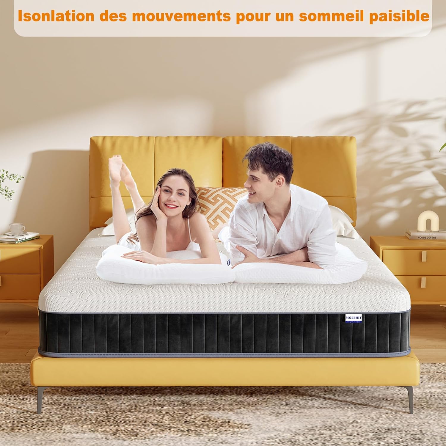 MOLPHIT Oeko-TEX Certified Mattress 90 x 190 cm, Thickness 25 cm, Independent Pocket Sprung Mattress, Adult and Children's Bed Mattress, Single Mattress, Perfect Support, Durable and Quiet